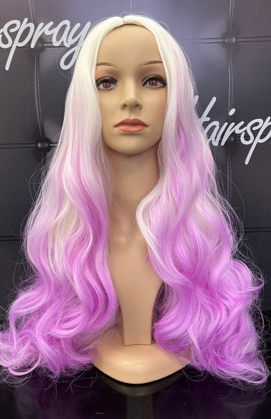 WAVY SYNTHETIC WIG AS01 WHITE PURPLE