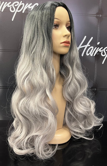 WAVY SYNTHETIC WIG AS01-BLACK/SILVER
