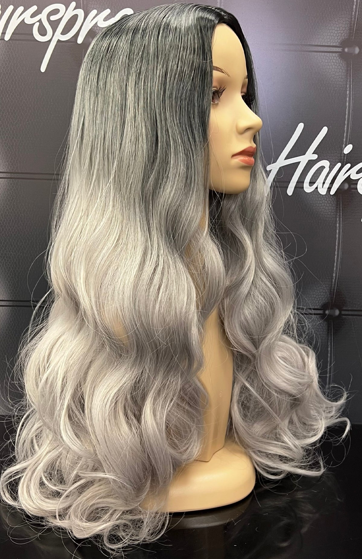 WAVY SYNTHETIC WIG AS01-BLACK/SILVER
