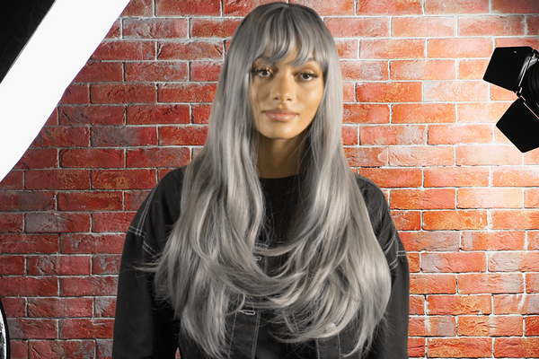 Madison Wig Ombre Grey Black with Fringe HairsprayBuyOnline