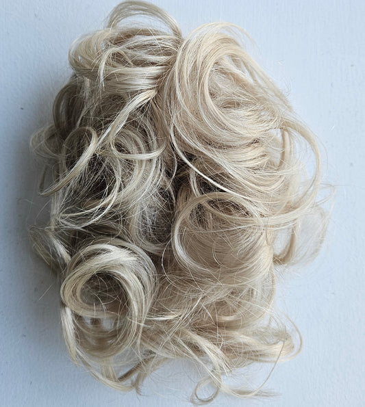 Human Hair Scrunchie Silver