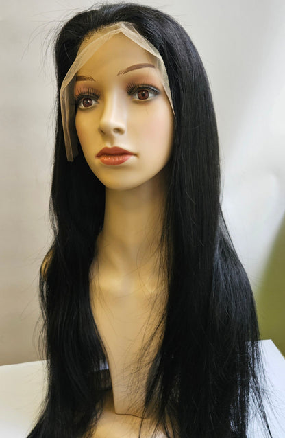 COLOUR #1 FRONT LACE HUMAN HAIR WIG 22 INCHES