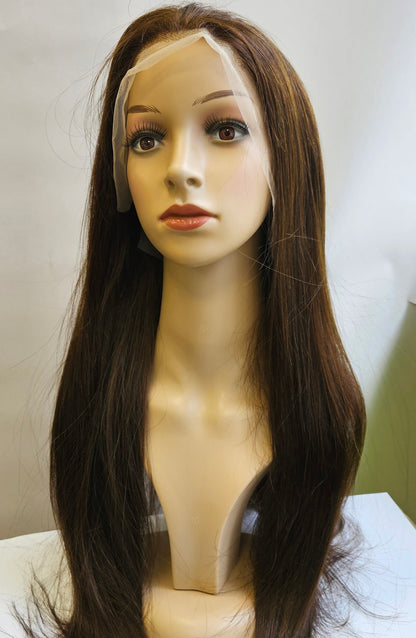 COLOUR #2 FRONT LACE HUMAN HAIR WIG 22 INCHES