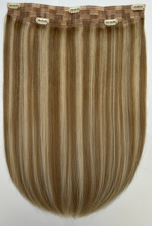 10/22 Cool Blond/Lowlights Mixed (2 Tones) Russian Hair Invisible Clip-in 16inch