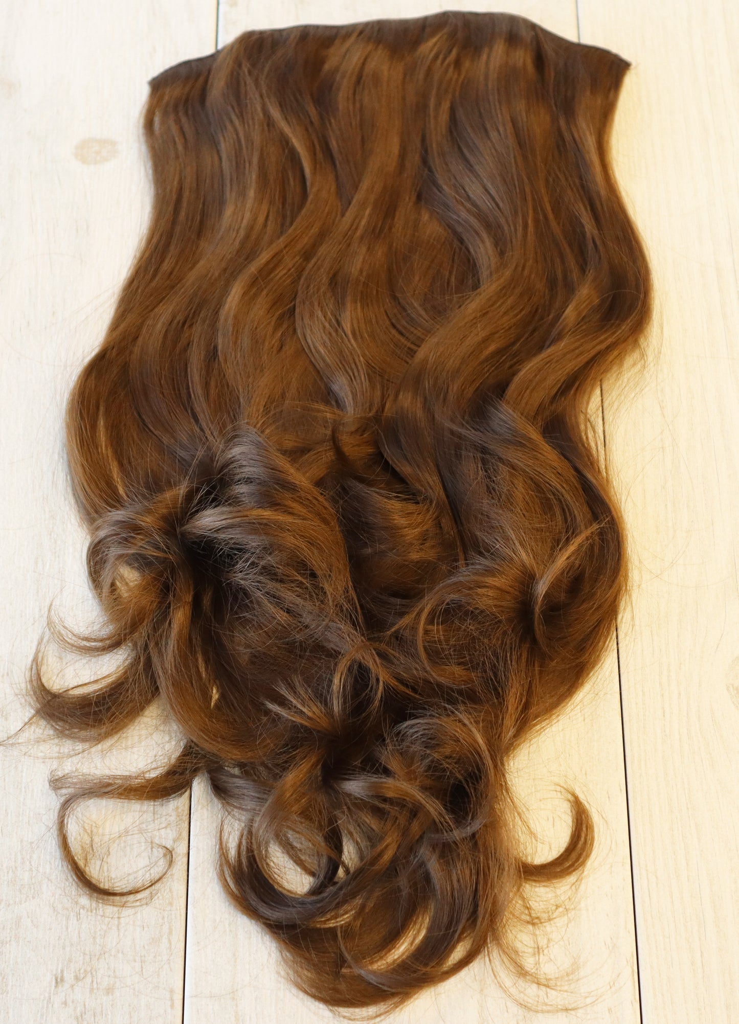 10 Light Chestnut Brown Moroccan Extra Long Wavy Clip-in