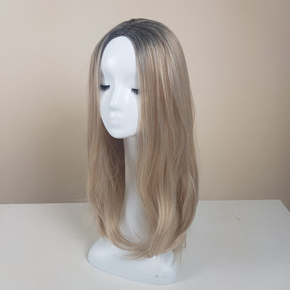 Light Gold Blonde Rooted Madison Wig No Fringe