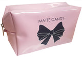 Matte Candy Cosmetic Bag Pink Black Bow