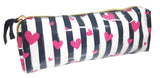 Cosmetic Bag - White/Black Stripes with Hearts Small