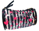 Cosmetic Bag - Hearts and Black Stripes transparent