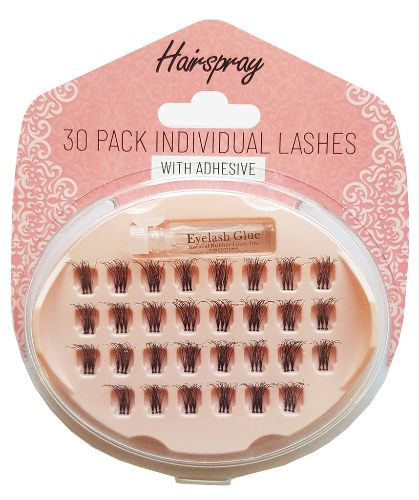30 PACK OF INDIVIDUAL LASHES WITH ADHESIVE